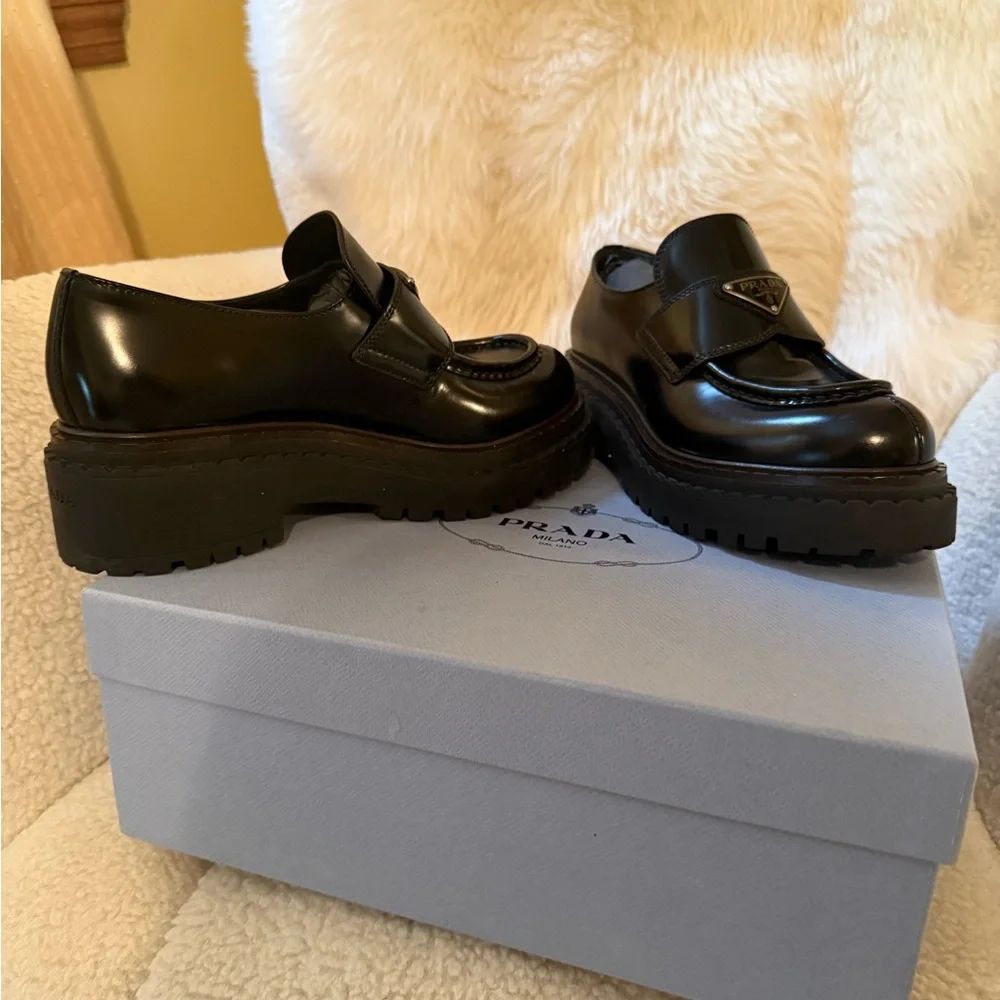 Prada Brushed Leather Loafers - Picture 8 of 10